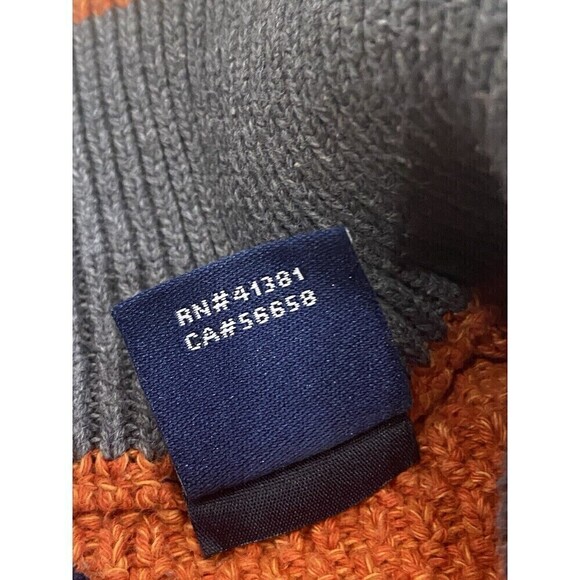 Chaps Ralph Lauren Sz L Mens Mock Neck Orange Henley Sweater With Elbow Patches - Picture 5 of 8